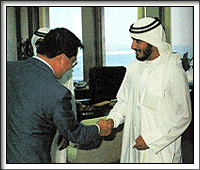 An Idemitsu overseas representative visits the state-run oil company in Abu Dhabi
