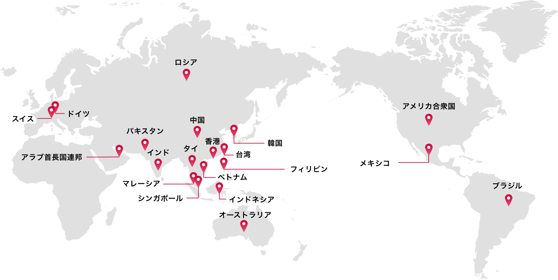 Area map of major overseas group companies