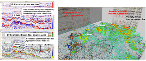 地震探査データ解析による岩相・流体の直接検知技術の適用例