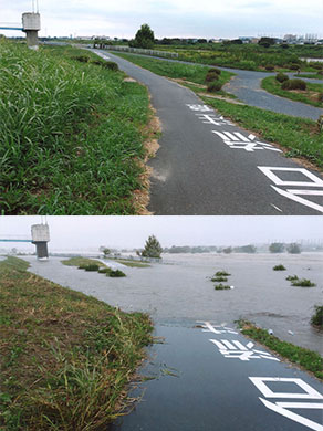 台風による多摩川氾濫